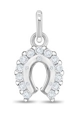 small clear cubic zirconia horseshoe sterling silver baby charm